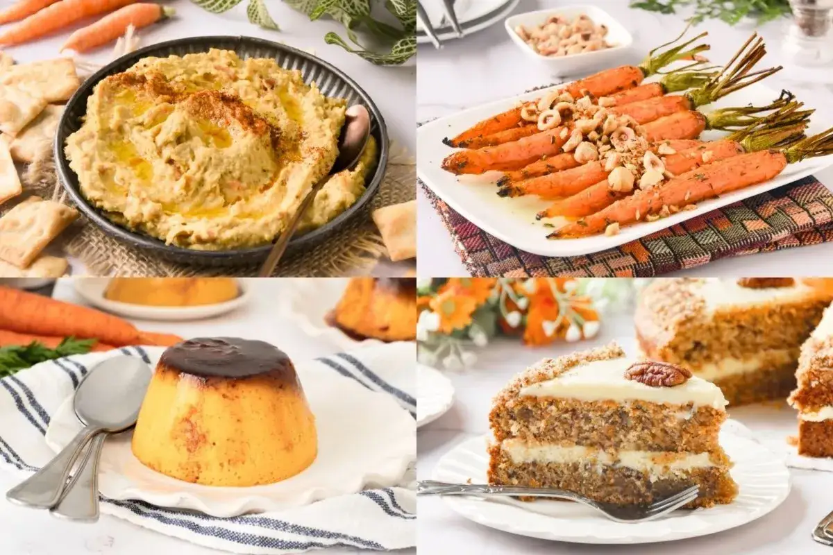 Hummus, zanahorias asadas, flan y pastel de zanahoria. &iexcl;Deliciosas recetas con zanahoria para todos los gustos!